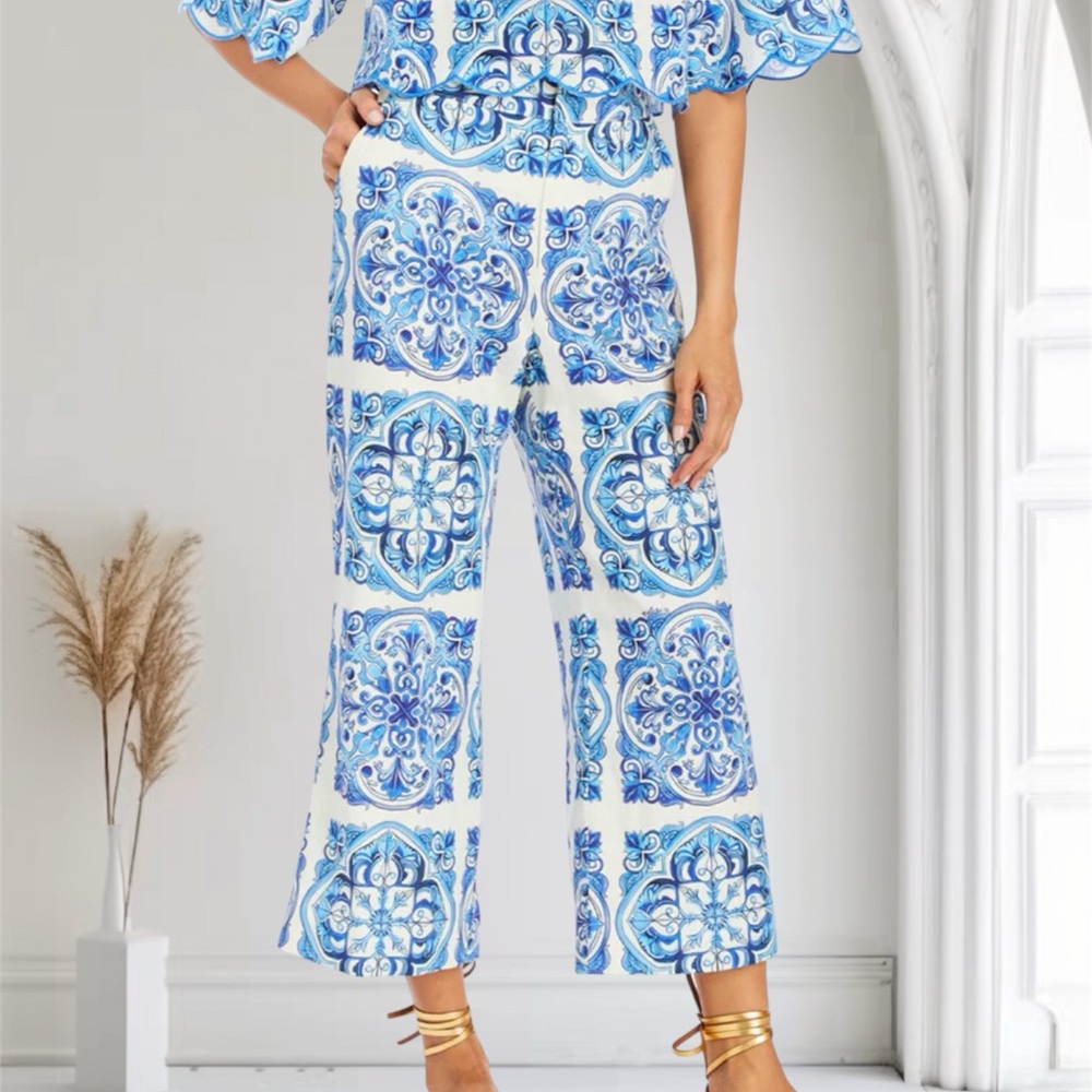 Mestiza New York Taylor Cropped Pant Sz 10 Azulejo Blue